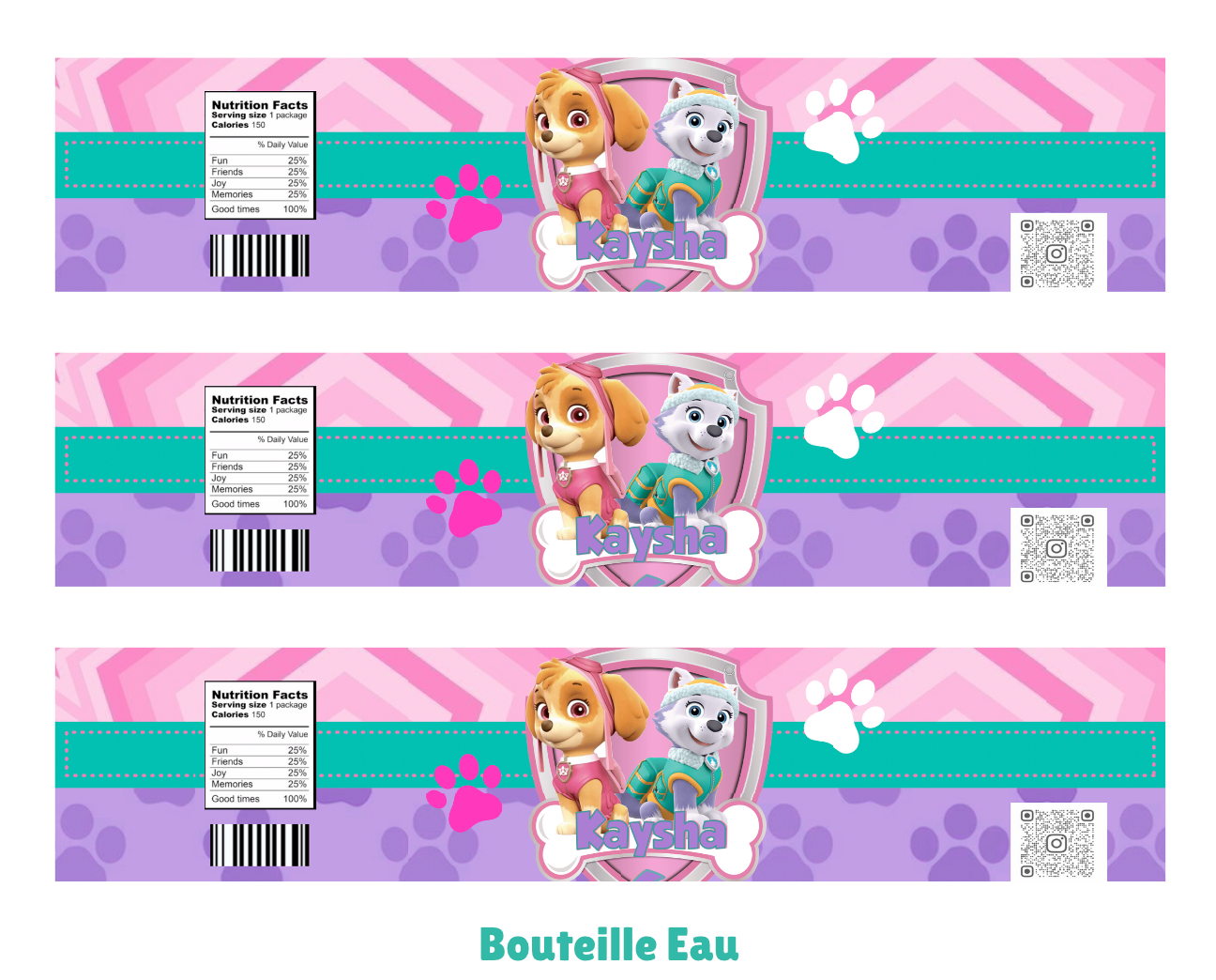 Etiquette Bouteille eau